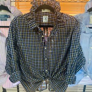Men's Navy & Yellow Check Button-Up Shirt